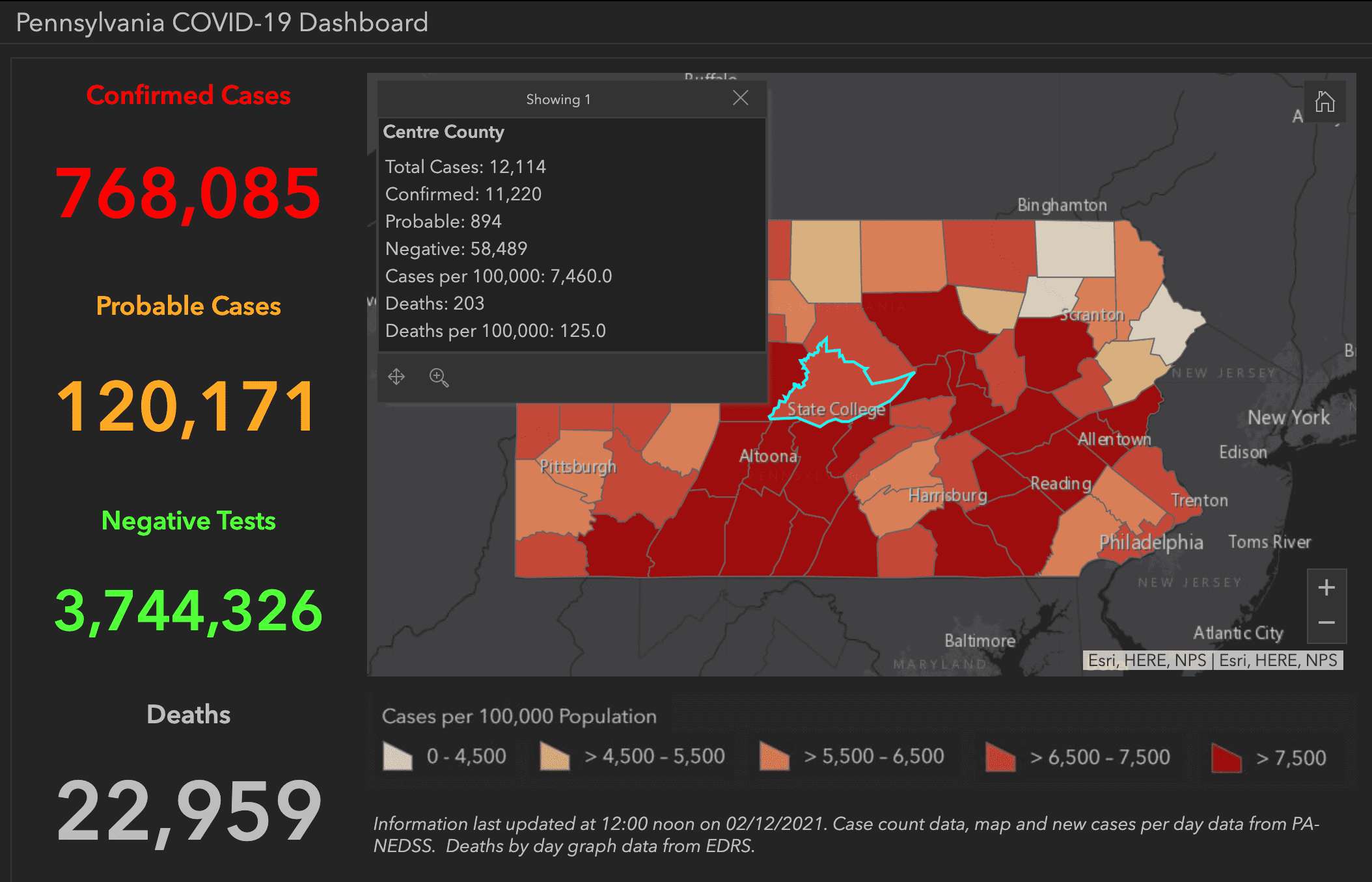 State College - Covid-19 dashboard 2-12-21