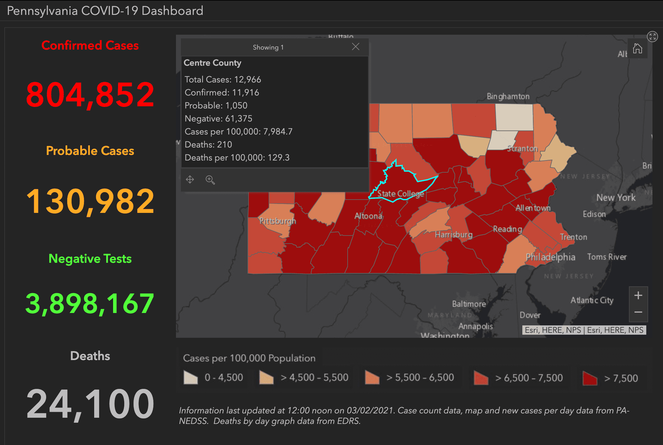 State College - covid-19 dashboard 3-2-21