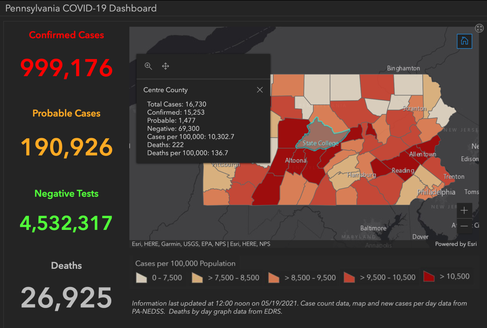 State College - covid-19 dashboard 5-19-21