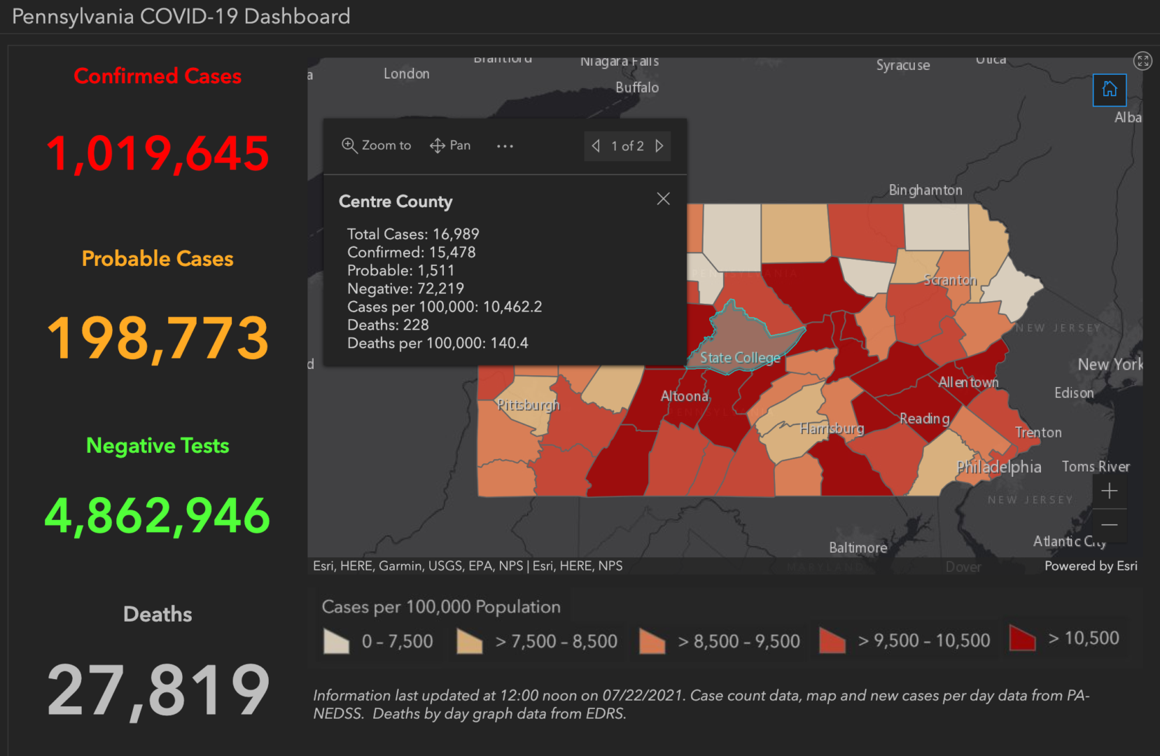 State College - covid-19 dashboard 7-22-21