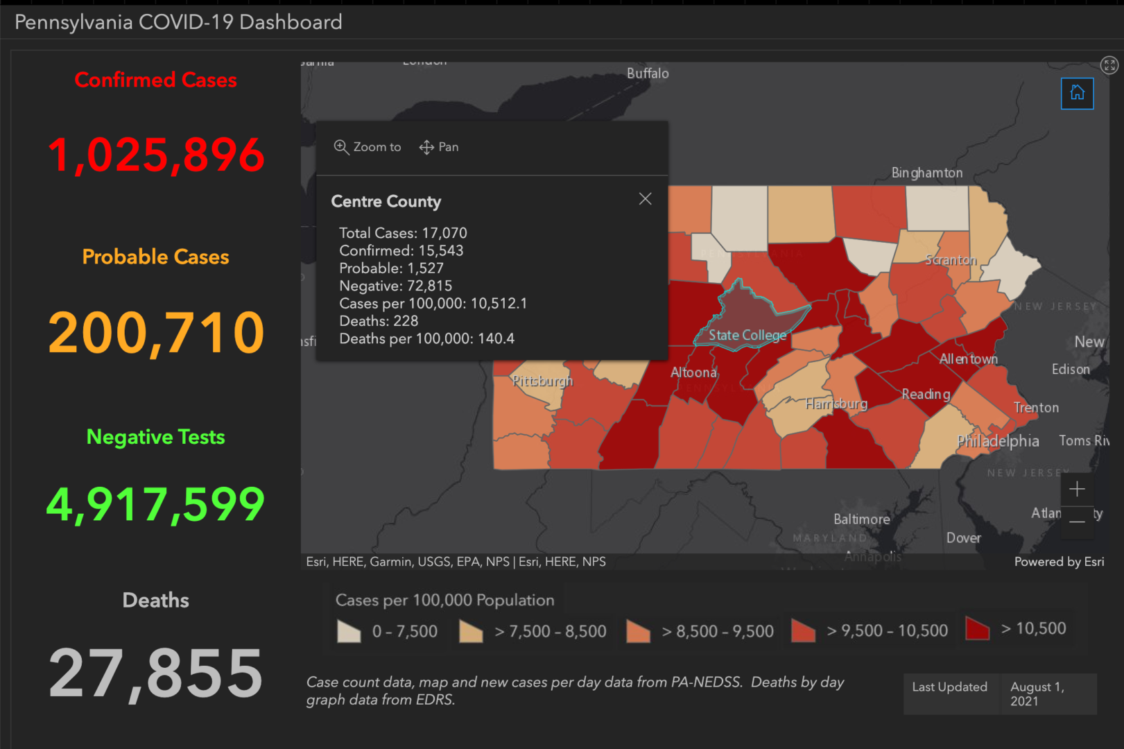 State College - covid-19 dashboard 8-1-21