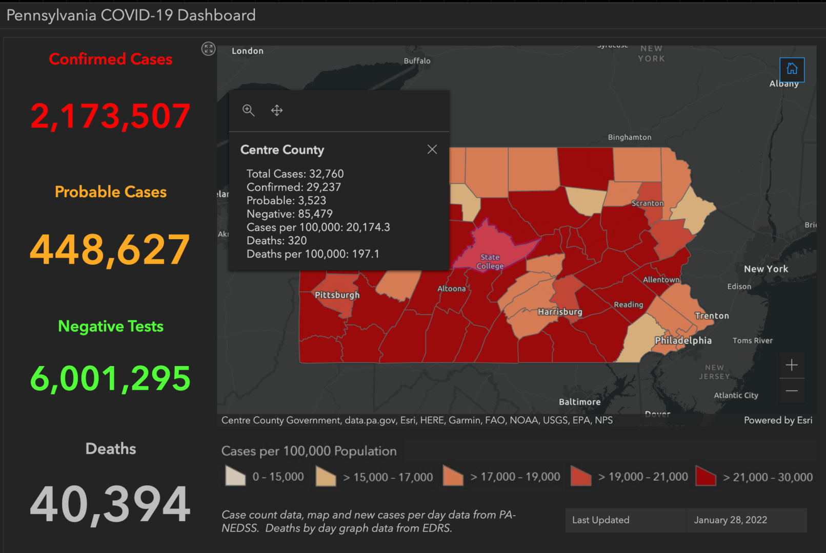 State College - covid-19 dashboard 1-28-22