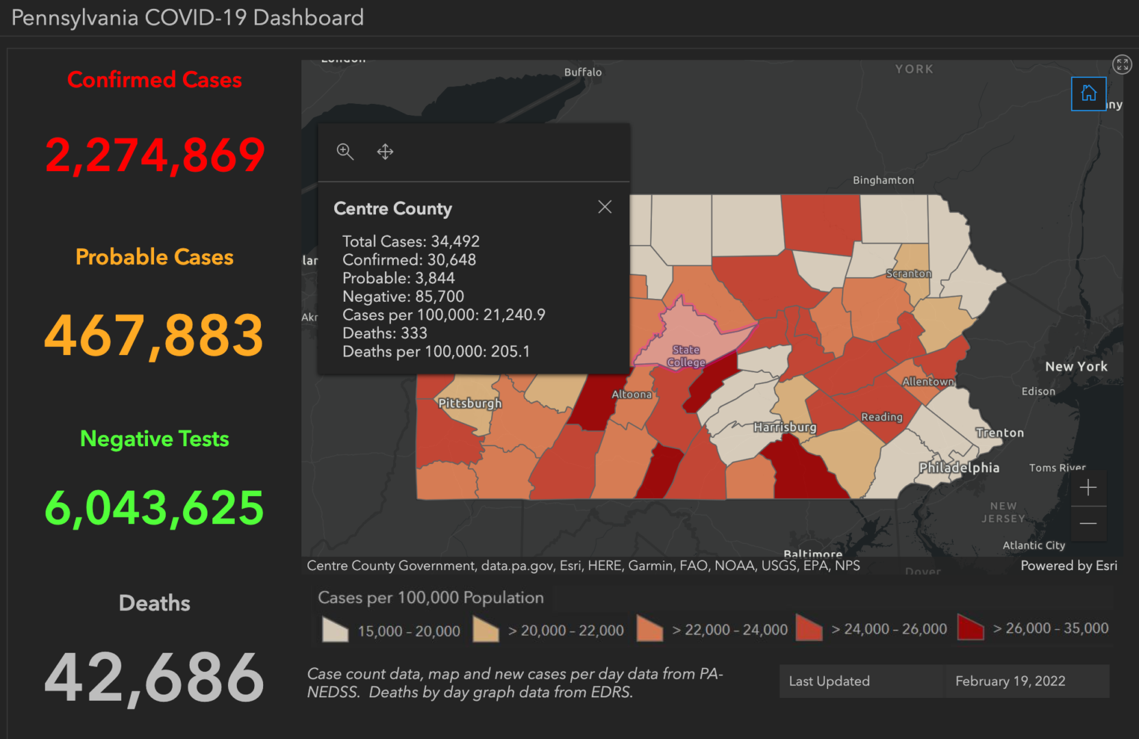 State College - covid-19 dashboard 2-19-22