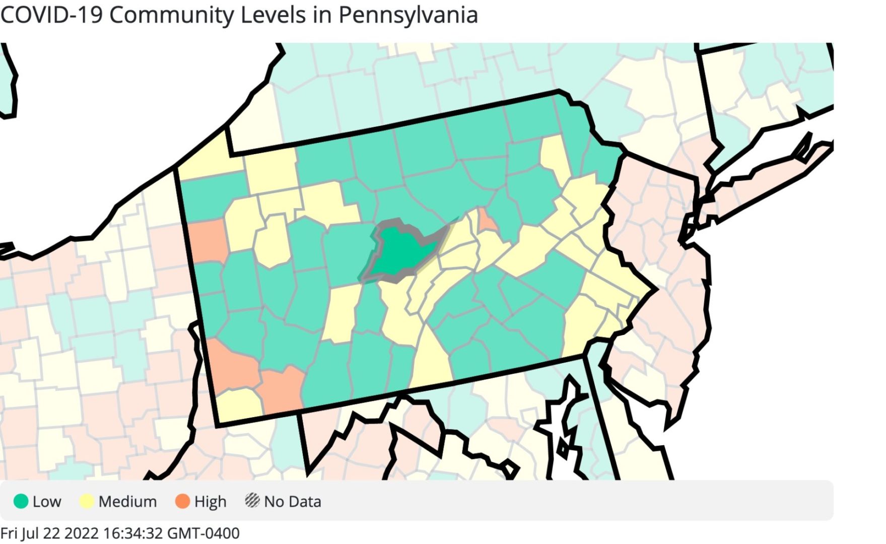 State College - Pennsylvania_COVID-19_Community_Levels 7-22-22