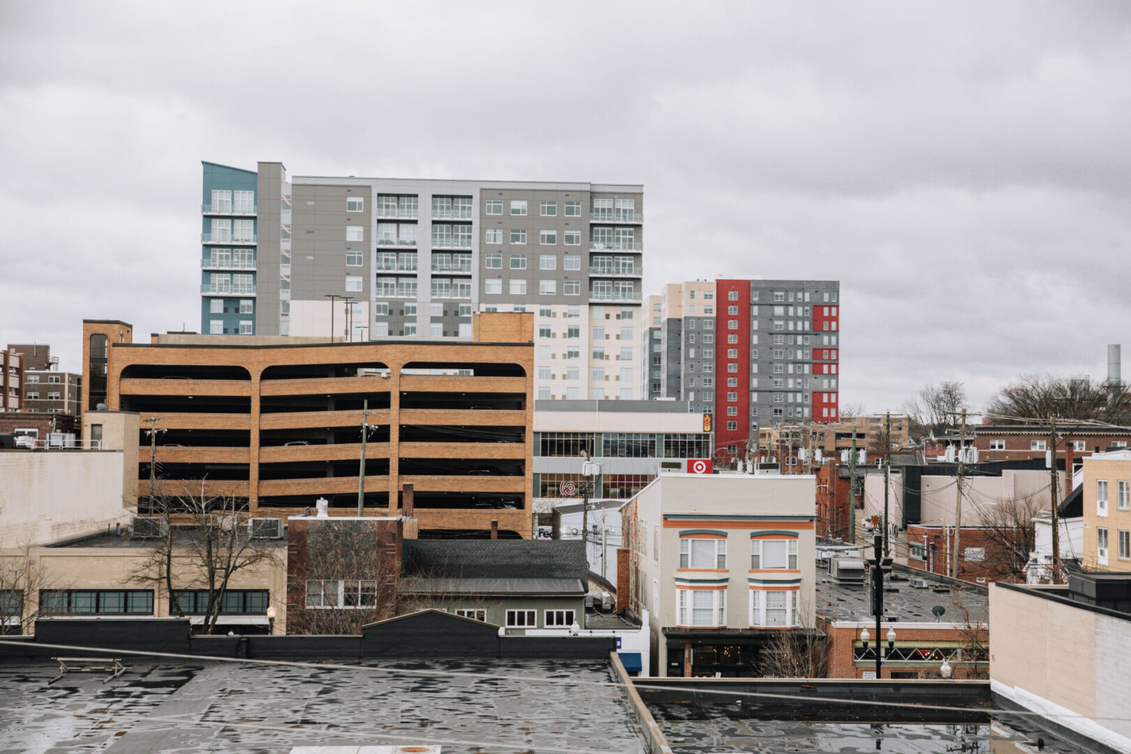 A view of buildings in downtown State College