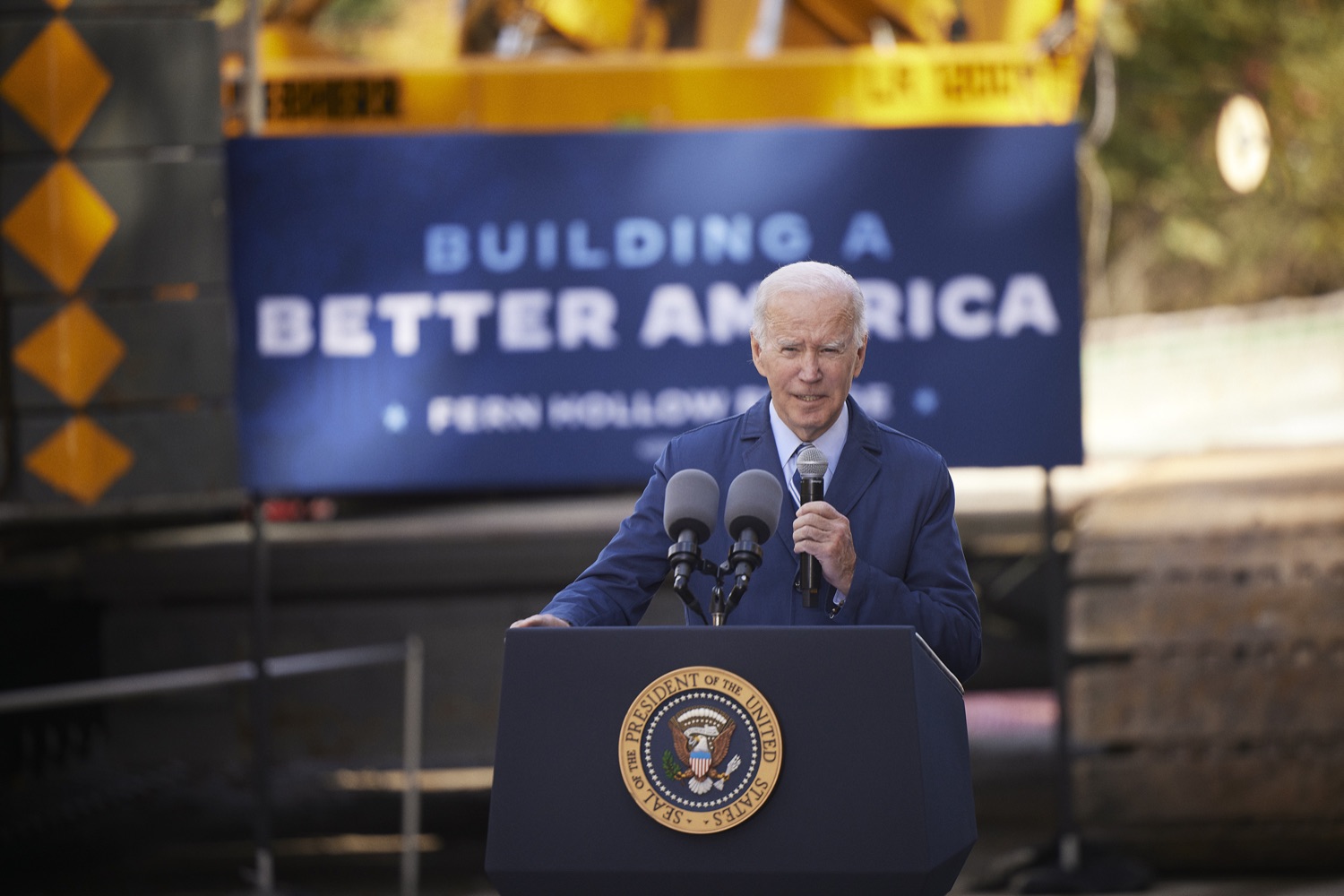 State College - Gov. Wolf, President Biden Visit Fern Hollow Bridge, Emphasize Importance of Infrastructure Funding