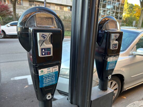 Parking meters on West College Avenue in downtown State College